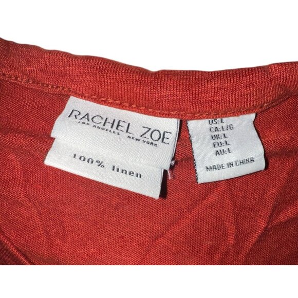 Rachel Zoe Tie Hem Sleeveless Linen Button-Front Top Sz Large Womens Orange Casu - Picture 2 of 10